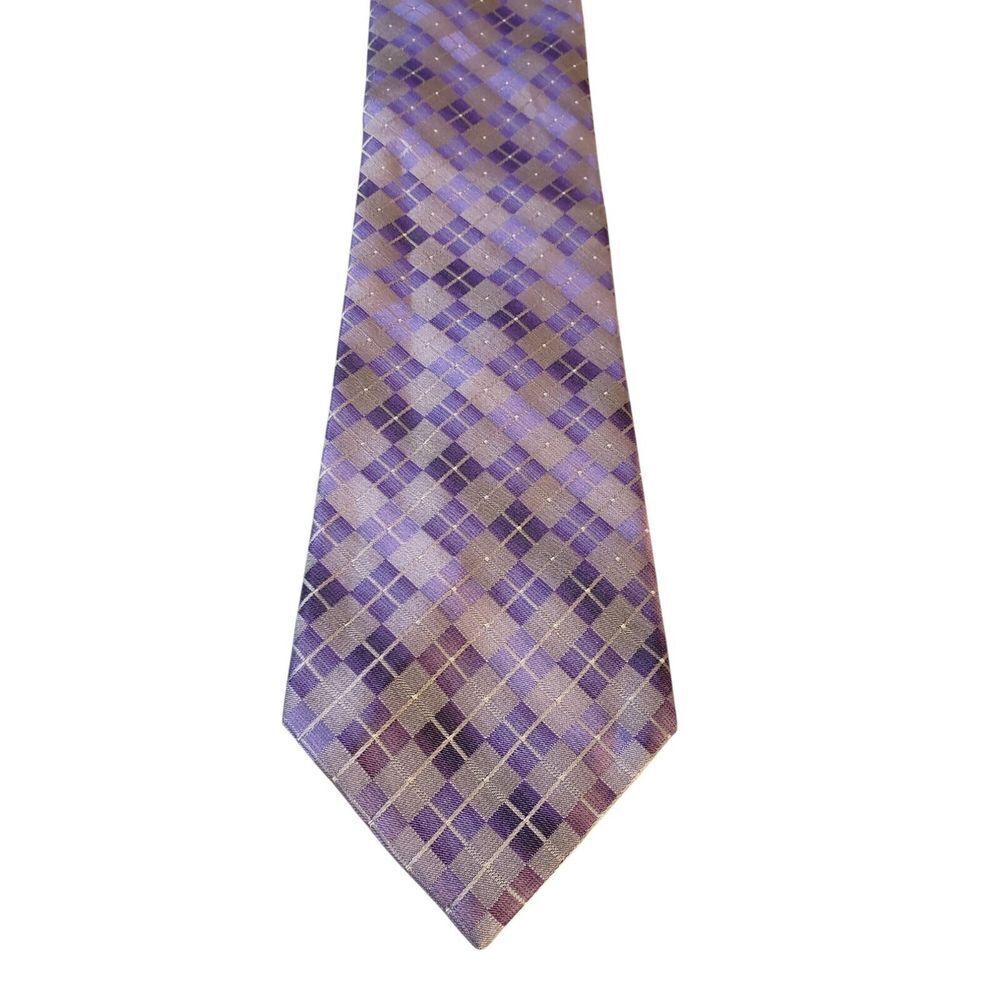 John Bartlett Statements Neck Tie Mens Designer Luxury Purple Gray Geometric